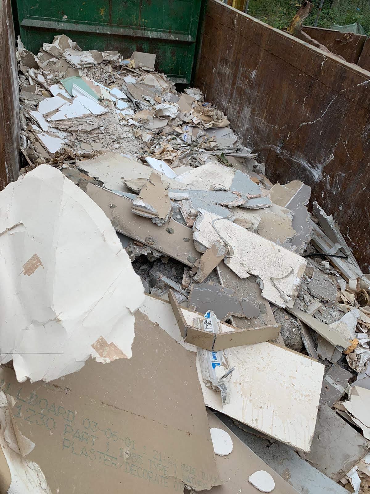 Plasterboard within a skip